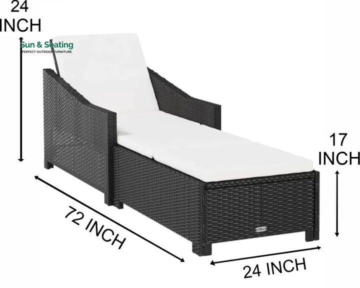 Rafin Outdoor Swimming Poolside Lounger (Black) Loungers
