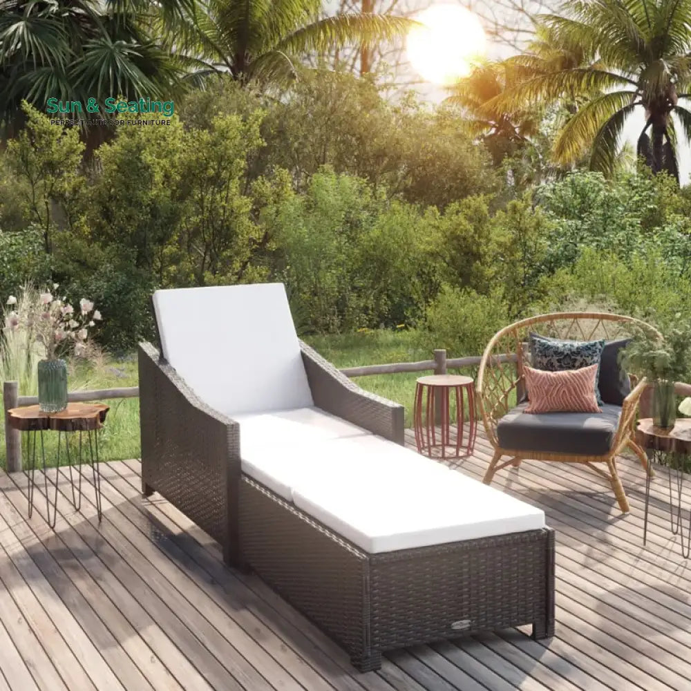 Rafin Outdoor Swimming Poolside Lounger (Black) Loungers