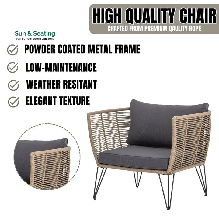 Rahma Outdoor Rope 1 Piece Patio Single Seater Sofa Sofa Set