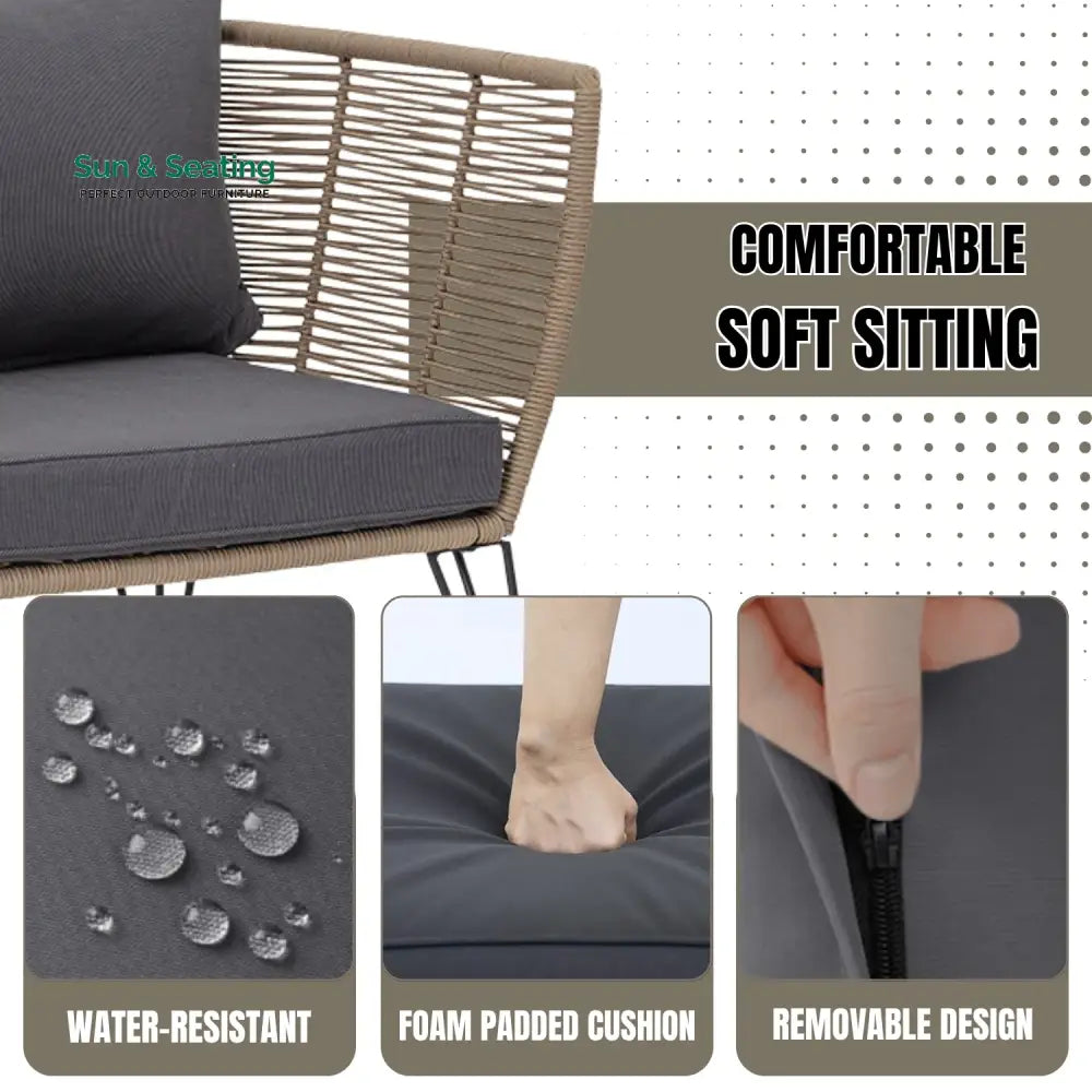 Rahma Outdoor Rope 1 Piece Patio Single Seater Sofa Sofa Set