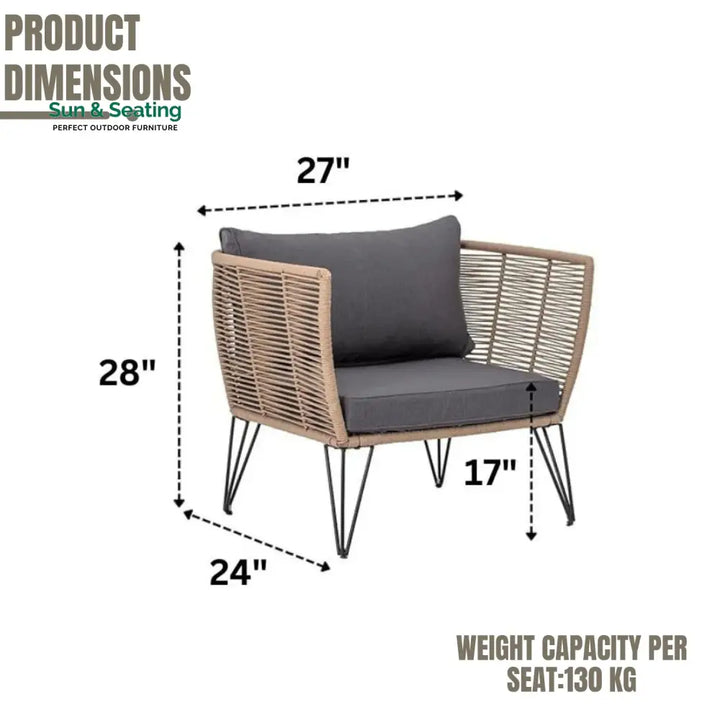 Rahma Outdoor Rope 1 Piece Patio Single Seater Sofa Sofa Set