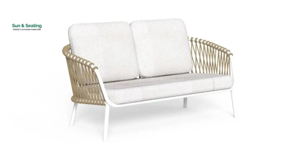 Rambo Outdoor Sofa Set 2 Seater 2 Single seater and 1 Center Table Set (White + Tan) Braided &amp; Rope Sofa Sets