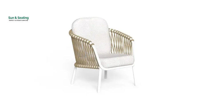 Rambo Outdoor Sofa Set 2 Seater 2 Single seater and 1 Center Table Set (White + Tan) Braided &amp; Rope Sofa Sets