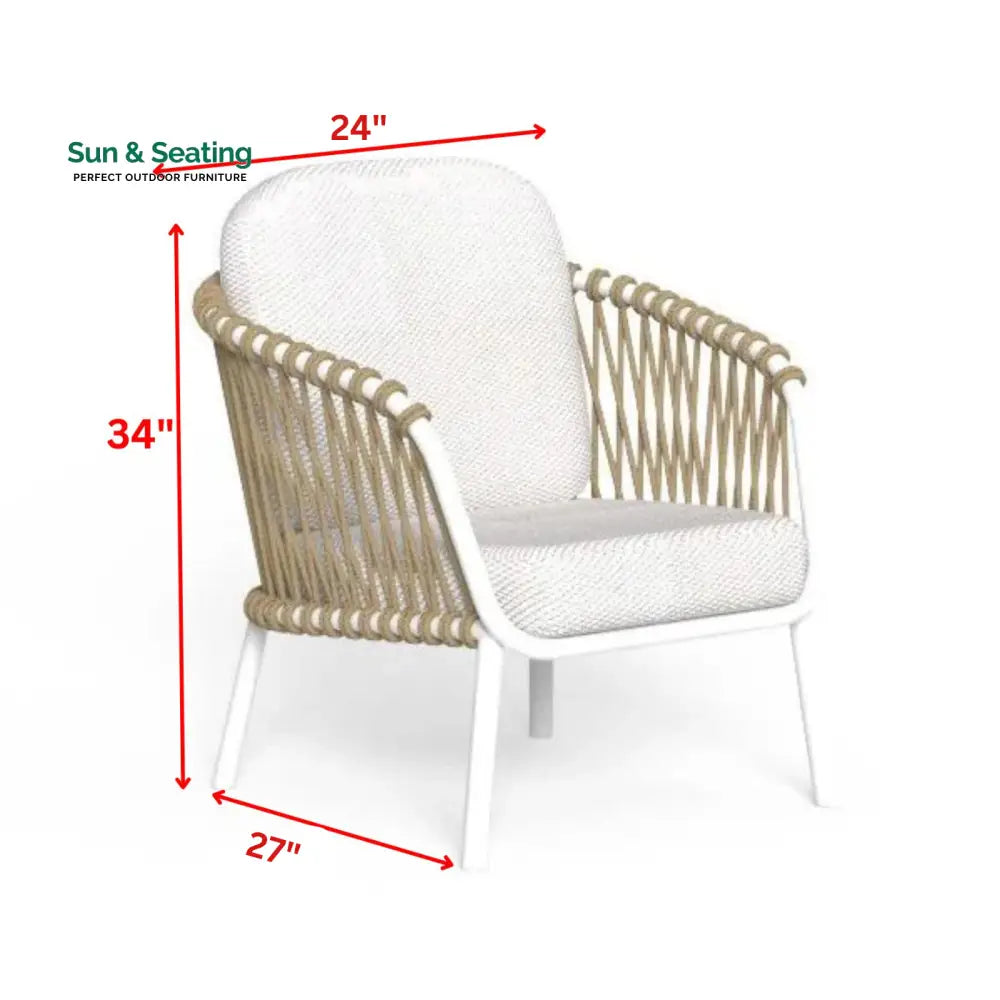 Rambo Outdoor Sofa Set 2 Seater 2 Single seater and 1 Center Table Set (White + Tan) Braided & Rope Sofa Sets