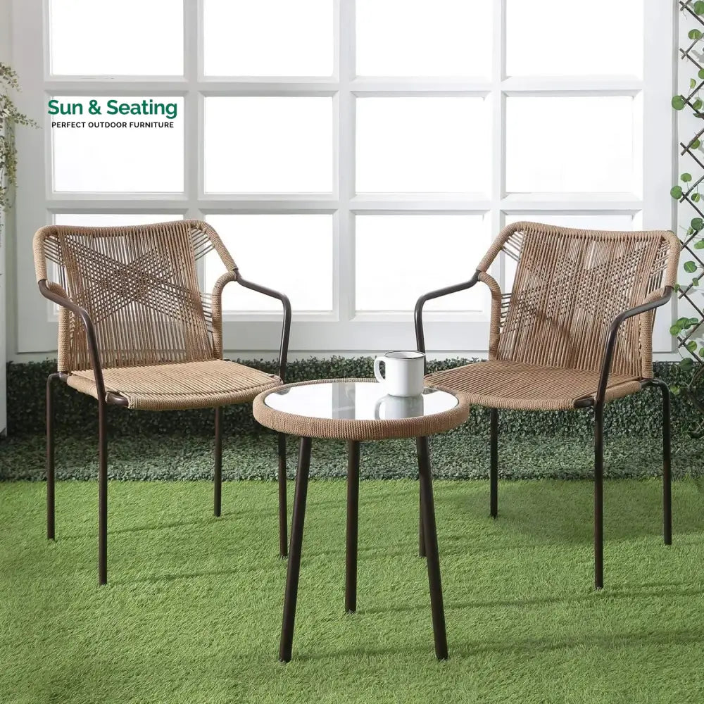 Rania 3-Piece Outdoor Beige Rope Patio Set Patio Set