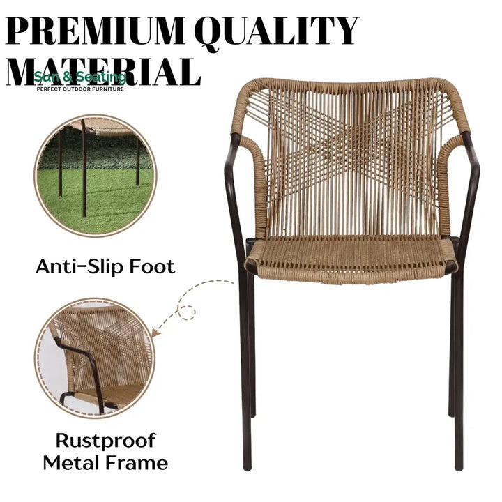 Rania 3-Piece Outdoor Beige Rope Patio Set Patio Set
