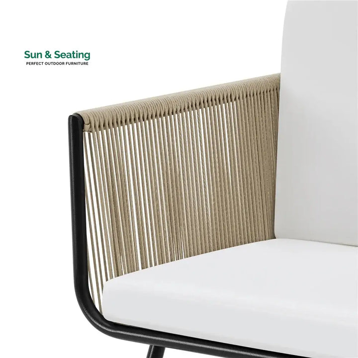 Rapid Outdoor Patio Seating Set 2 Chairs and 1 Table Set (Cream) Braided &amp; Rope Coffee Table Sets