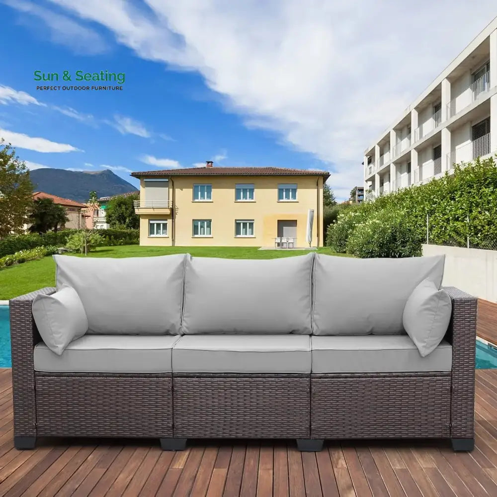 Raquel 3-Seater Outdoor Rattan Wicker Patio Sofa Sofa Set