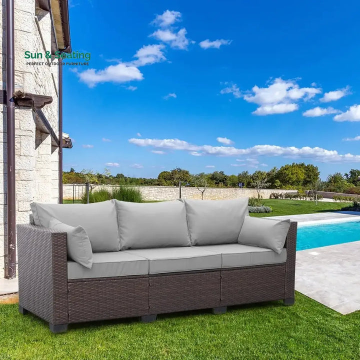 Raquel 3-Seater Outdoor Rattan Wicker Patio Sofa Sofa Set