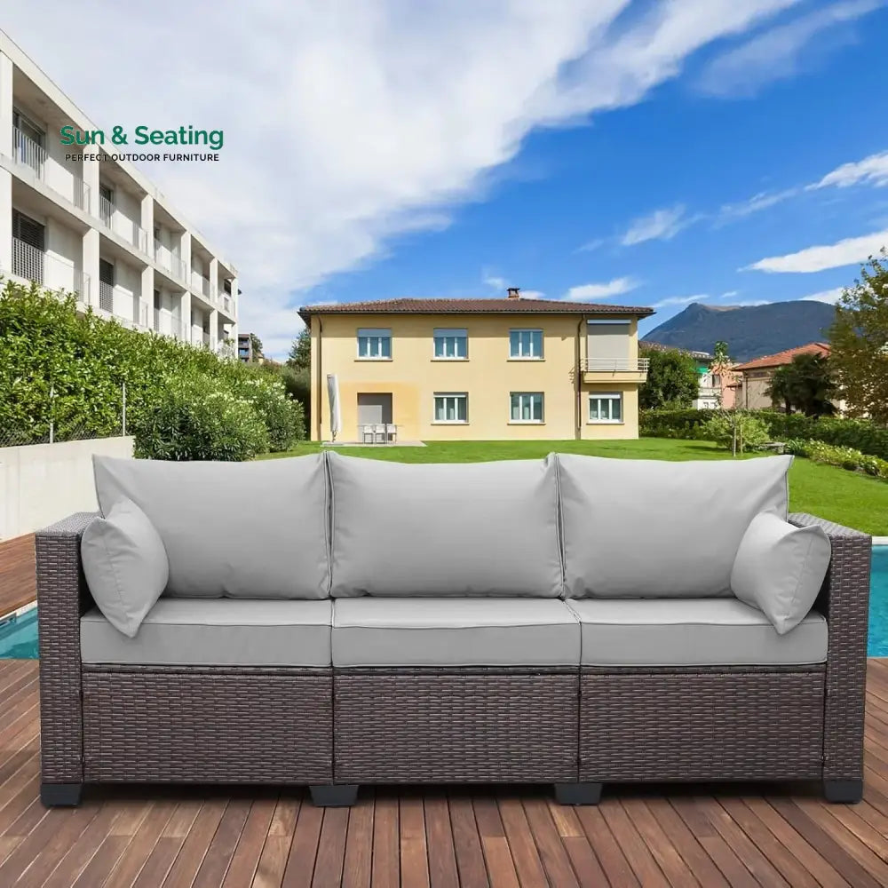 Raquel 3-Seater Outdoor Rattan Wicker Patio Sofa Sofa Set
