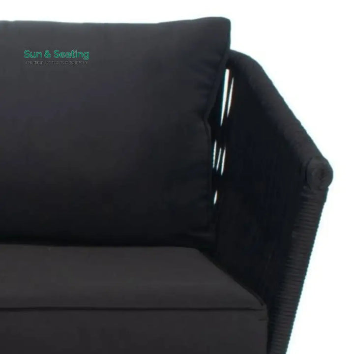 Rasha Outdoor Black Rope L-Shape All Weather Sectional Sofa Set Sofa Set