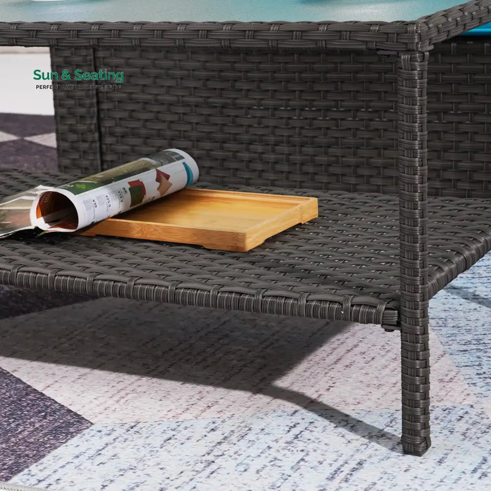 Ration Outdoor Garden Balcony Sofa Set 2 Seater 2 Single seater With 2 Ottoman and 1 Center Table 1 Side Table Set