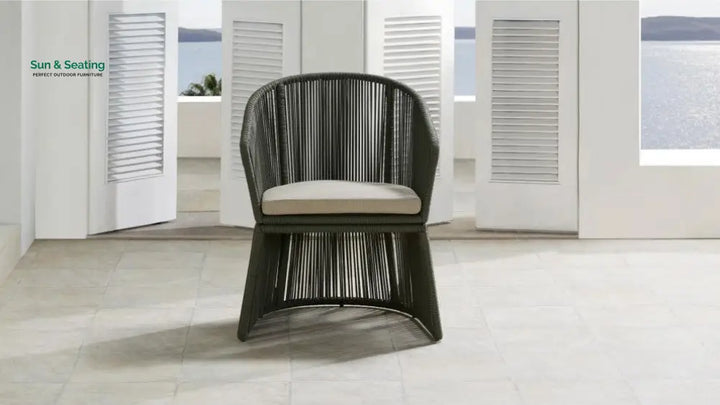 Raul Outdoor Patio Seating Single chair (Grey) Braided &amp; Rope Coffee Table Sets