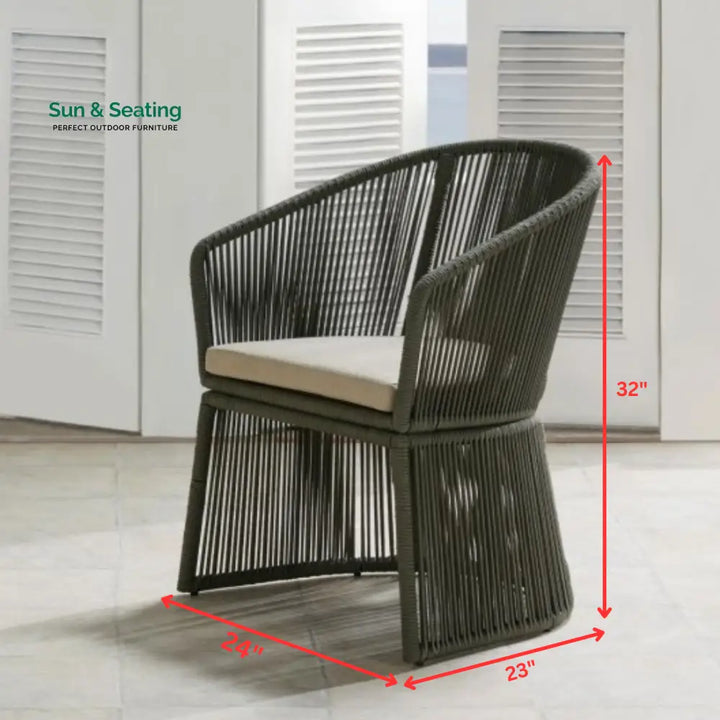 Raul Outdoor Patio Seating Single chair (Grey) Braided &amp; Rope Coffee Table Sets
