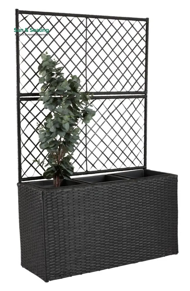 Raulf Outdoor Wicker Planters For Garden Balcony Black Planter