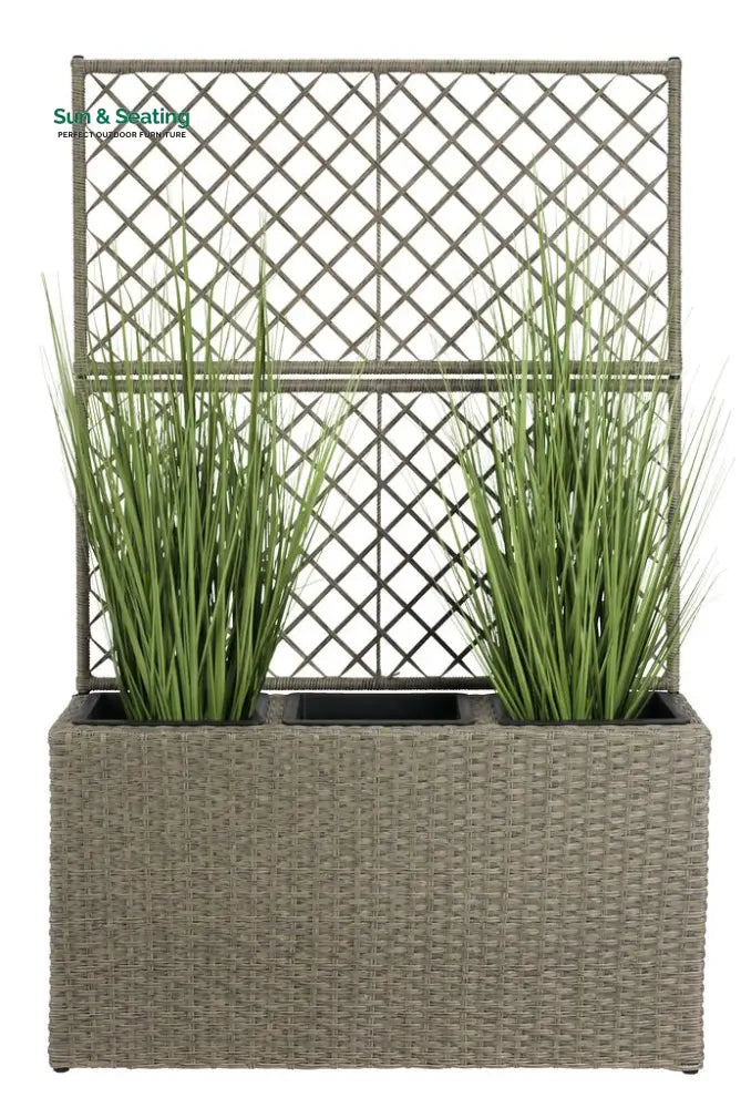 Raulf Outdoor Wicker Planters For Garden Balcony Silver Planter