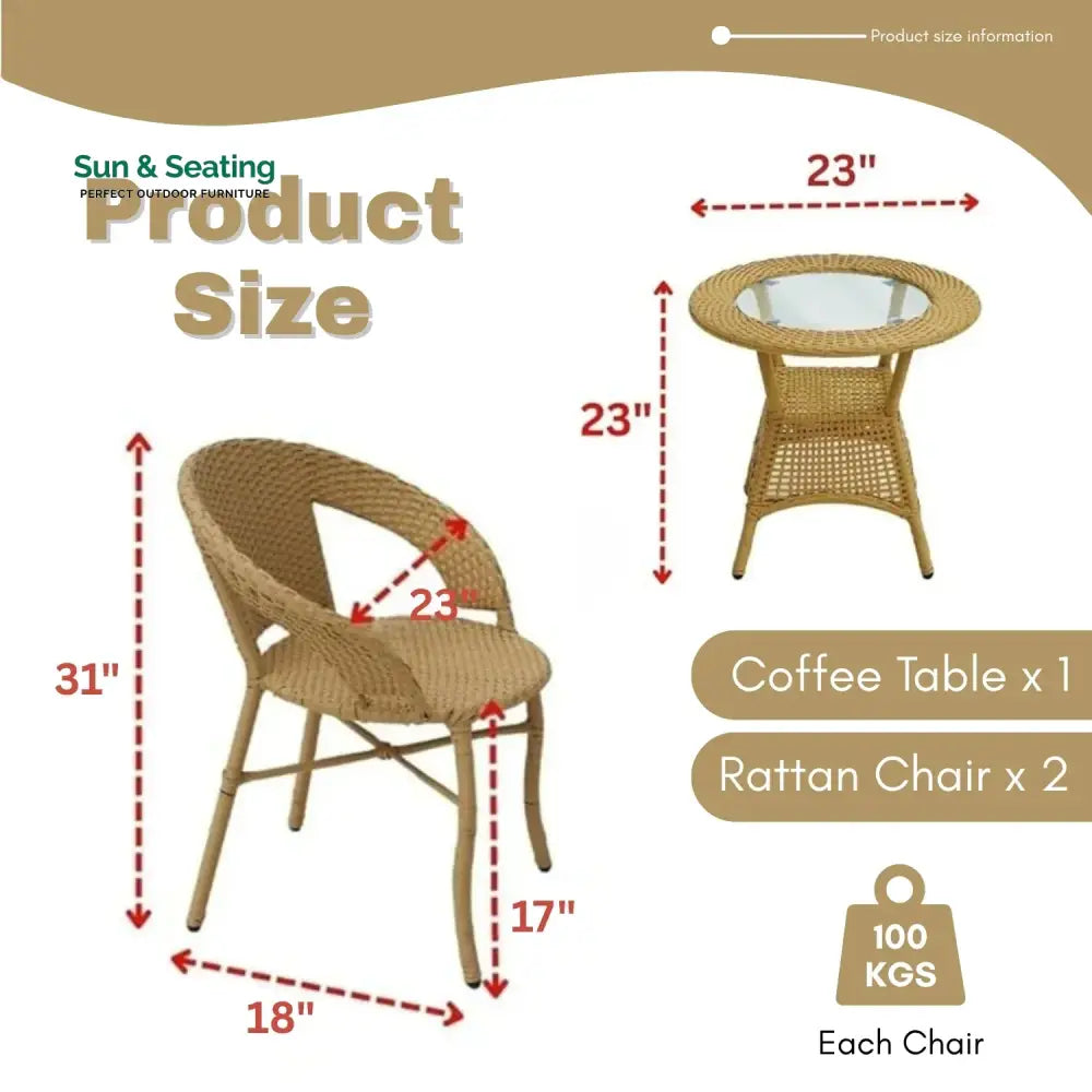 Reem 3-Piece Outdoor Rattan Wicker Patio Bistro Set Patio Set