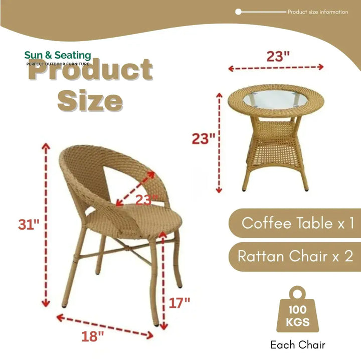 Reem 3-Piece Outdoor Rattan Wicker Patio Bistro Set Patio Set