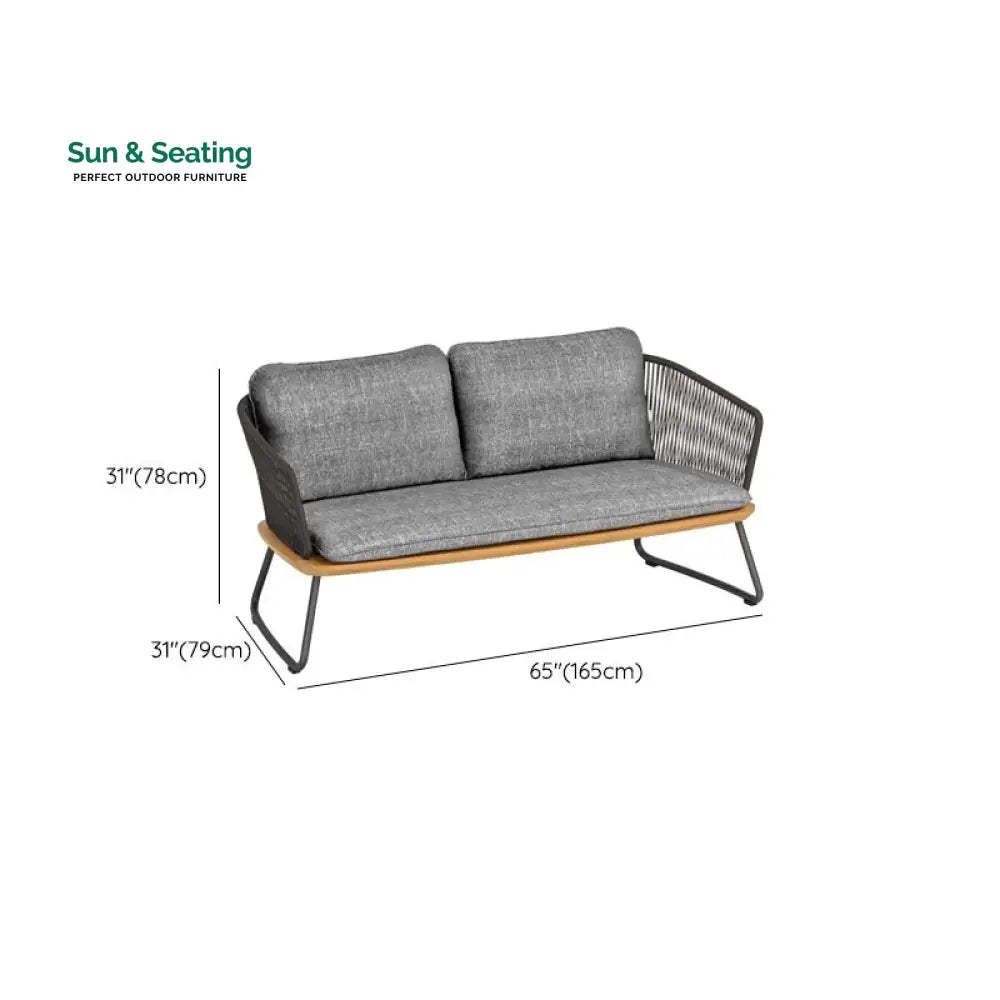 Reevo Outdoor Garden Balcony Sofa Set 2 Seater 2 Single Seater 1 Center Table Set (Dark Grey) Braided and Rope Sofa Sets