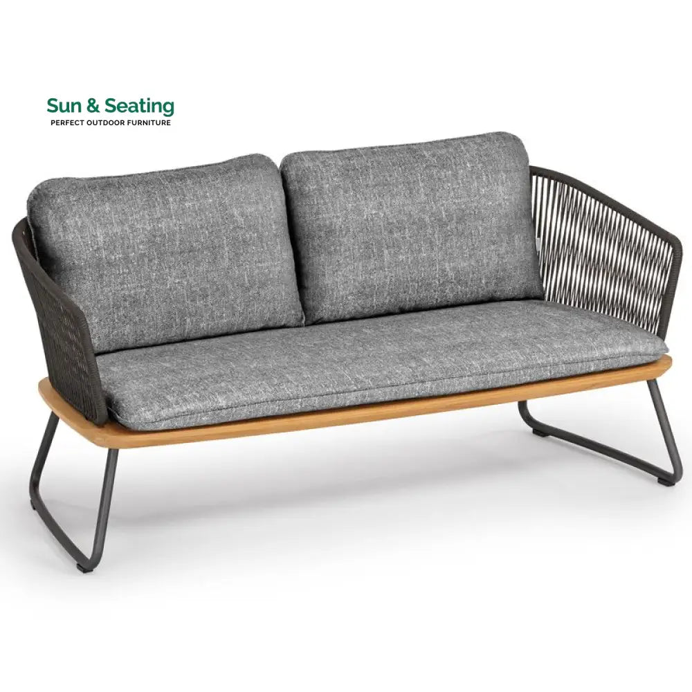 Reevo Outdoor Garden Balcony Sofa Set 2 Seater 2 Single Seater 1 Center Table Set (Dark Grey) Braided and Rope Sofa Sets