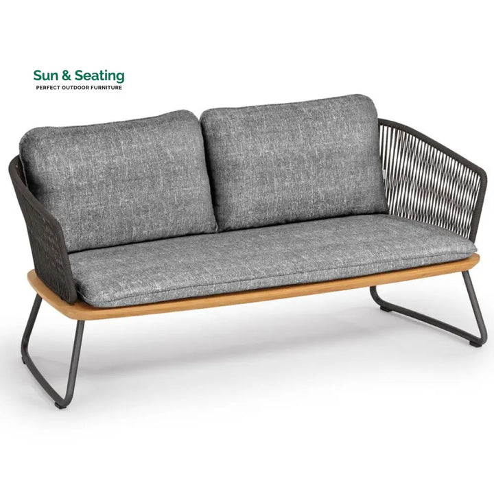 Reevo Outdoor Garden Balcony Sofa Set 2 Seater 2 Single Seater 1 Center Table Set (Dark Grey) Braided and Rope Sofa Sets