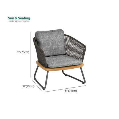 Reevo Outdoor Garden Balcony Sofa Set 2 Seater 2 Single Seater 1 Center Table Set (Dark Grey) Braided and Rope Sofa Sets