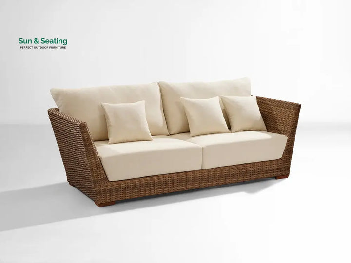 Reflin Outdoor Garden Balcony Sofa Set 2 Seater 2 Single Seater and 1 Center Table With 1 Side Table Set (Brown
