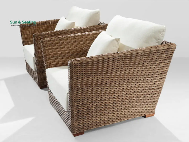 Reflin Outdoor Garden Balcony Sofa Set 2 Seater 2 Single Seater and 1 Center Table With 1 Side Table Set (Brown