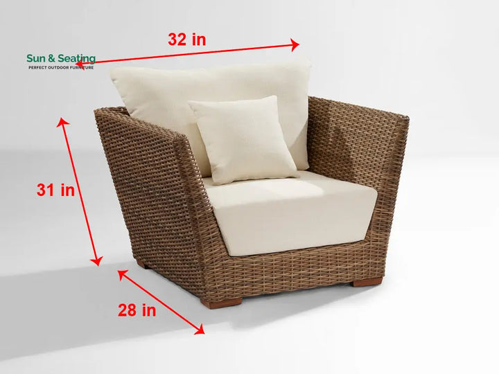 Reflin Outdoor Garden Balcony Sofa Set 2 Seater 2 Single Seater and 1 Center Table With 1 Side Table Set (Brown