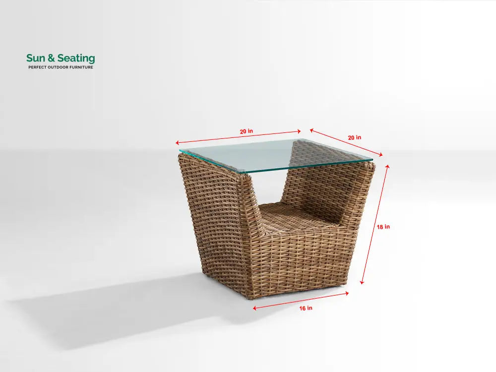 Reflin Outdoor Garden Balcony Sofa Set 2 Seater 2 Single Seater and 1 Center Table With 1 Side Table Set (Brown