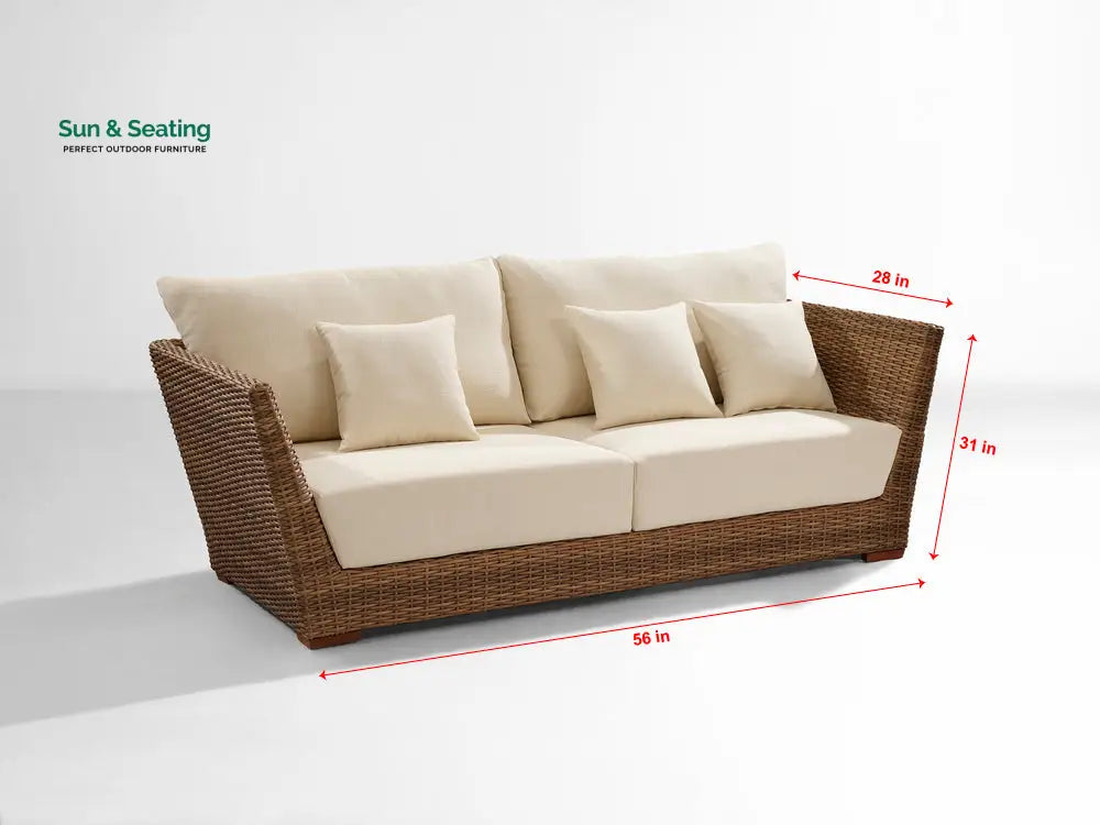 Reflin Outdoor Garden Balcony Sofa Set 2 Seater 2 Single Seater and 1 Center Table With 1 Side Table Set (Brown