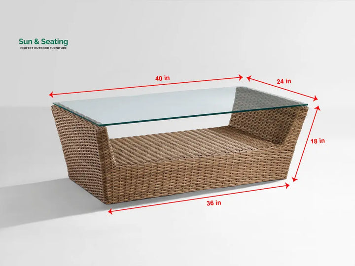 Reflin Outdoor Garden Balcony Sofa Set 2 Seater 2 Single Seater and 1 Center Table With 1 Side Table Set (Brown