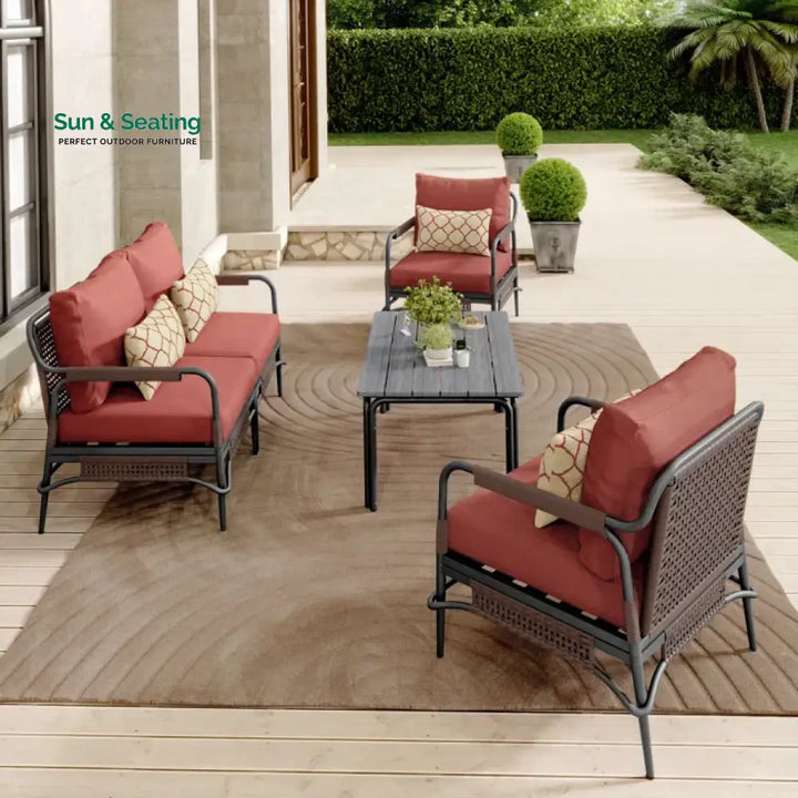 Reginar Outdoor Sofa Set 2 Seater 2 Single seater and 1 Center Table (Grey) Sofa Sets