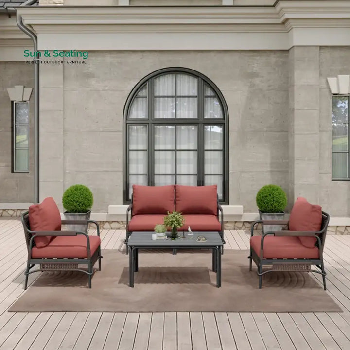 Reginar Outdoor Sofa Set 2 Seater 2 Single seater and 1 Center Table (Grey) Sofa Sets
