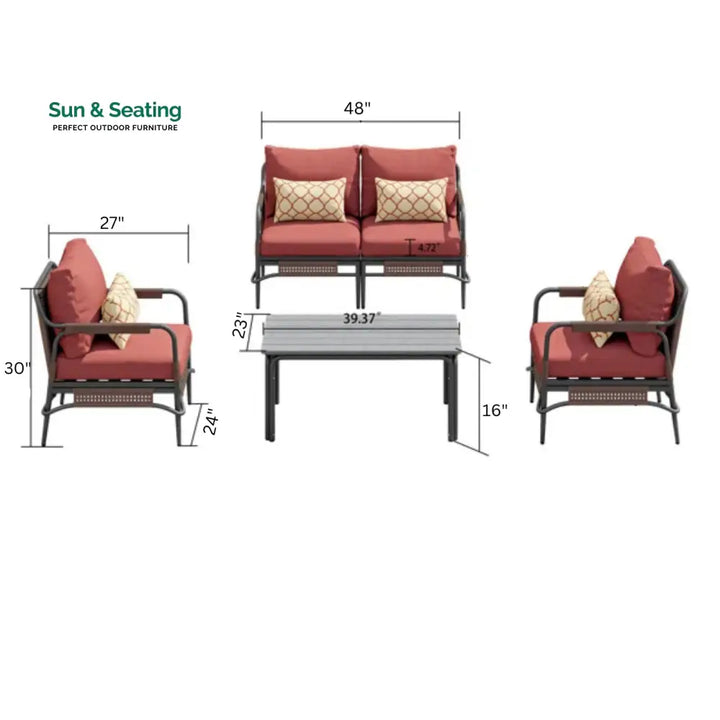 Reginar Outdoor Sofa Set 2 Seater 2 Single seater and 1 Center Table (Grey) Sofa Sets