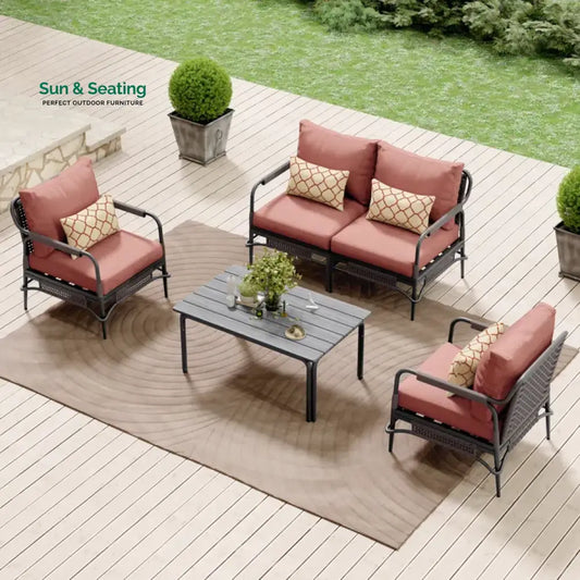 Reginar Outdoor Sofa Set 2 Seater 2 Single seater and 1 Center Table (Grey) Sofa Sets