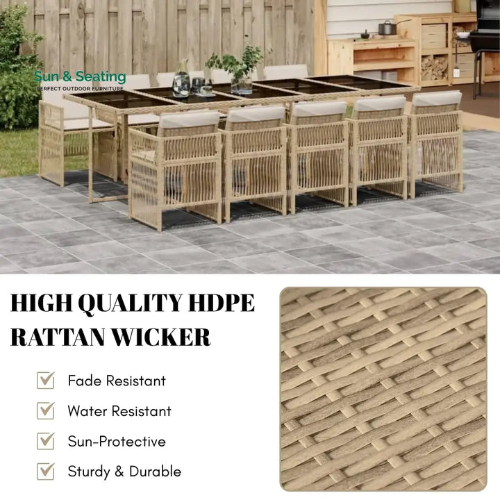 Reika 10 Seater Outdoor Rattan Wicker Dinning Set Dining Set