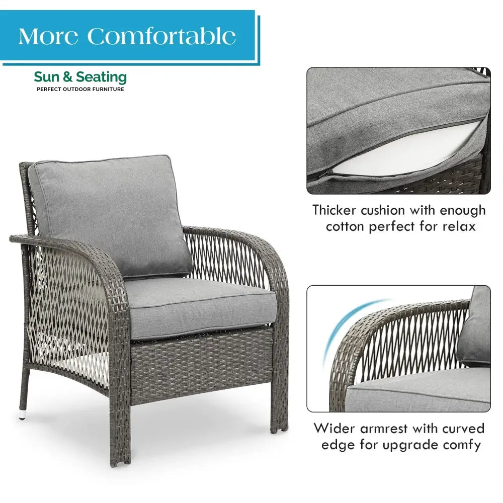 Rein Outdoor Sofa Set 2 Seater 2 Single seater and 1 Center Table (Grey) Sofa Sets