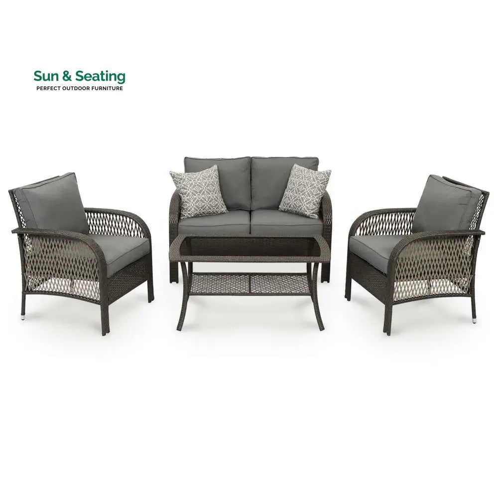 Rein Outdoor Sofa Set 2 Seater 2 Single seater and 1 Center Table (Grey) Sofa Sets
