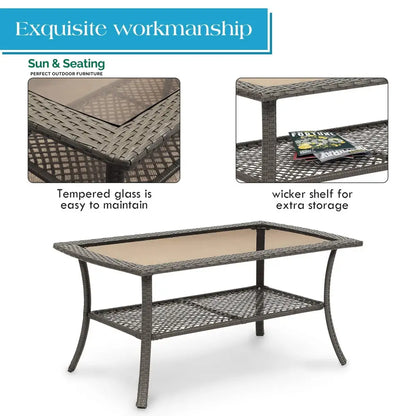 Rein Outdoor Sofa Set 2 Seater 2 Single seater and 1 Center Table (Grey) Sofa Sets