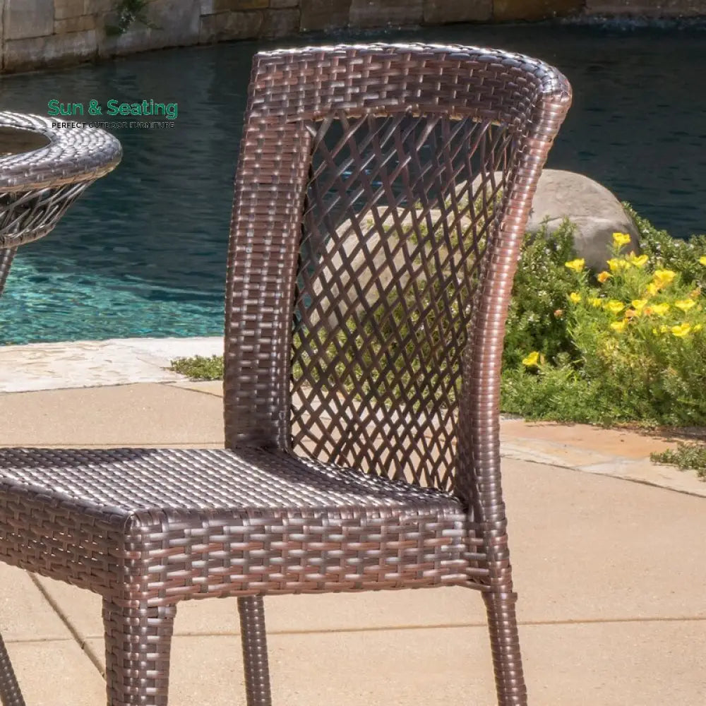 Remy Outdoor Patio Seating Set 2 Chairs and 1 Table Set (Brown) Coffee Table Sets