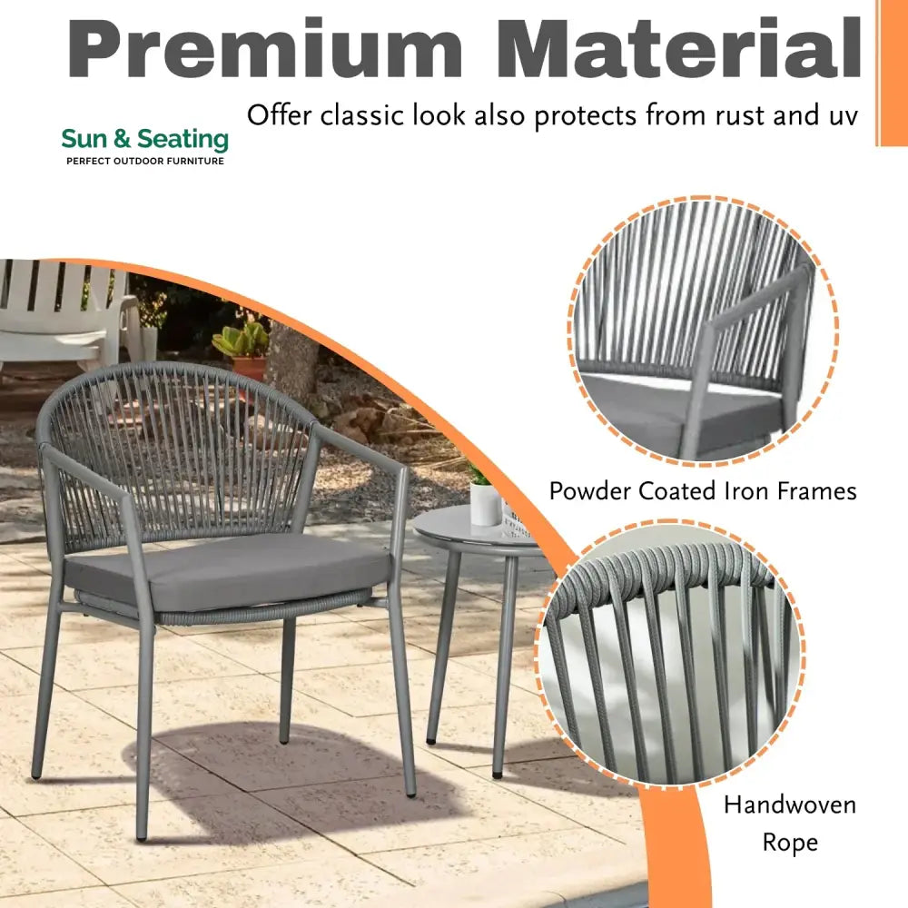 Renata 3 Piece Garden Outdoor Rope Patio Set Patio Set