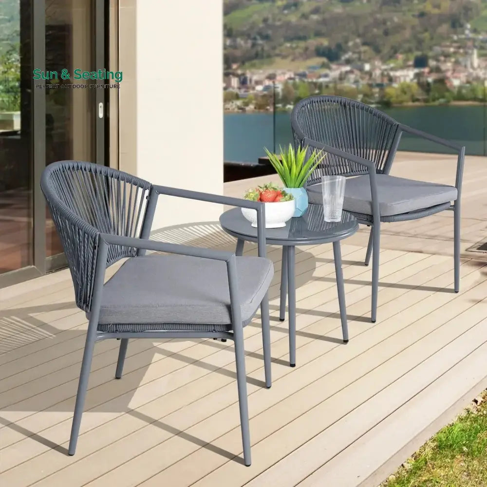 Renata 3 Piece Garden Outdoor Rope Patio Set Patio Set