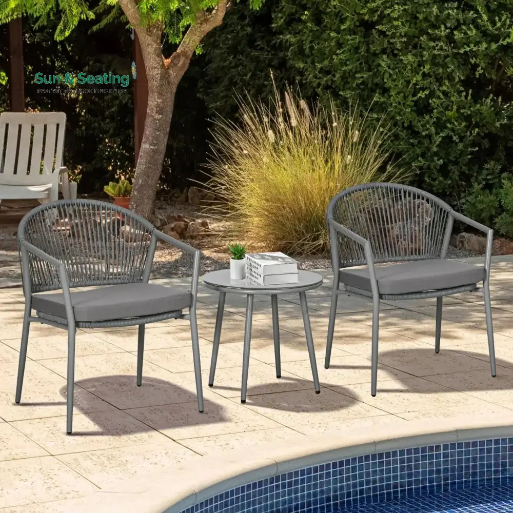 Renata 3 Piece Garden Outdoor Rope Patio Set Patio Set