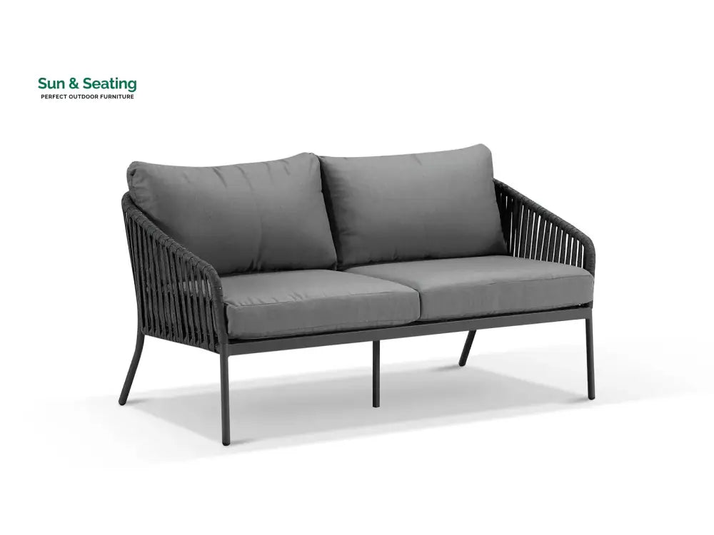 Restiva Outdoor Garden Balcony Sofa Set 2 Seater 2 Single Seater 1 Center Table Set Braid &amp; Rope (Dark Grey) Sofa Sets