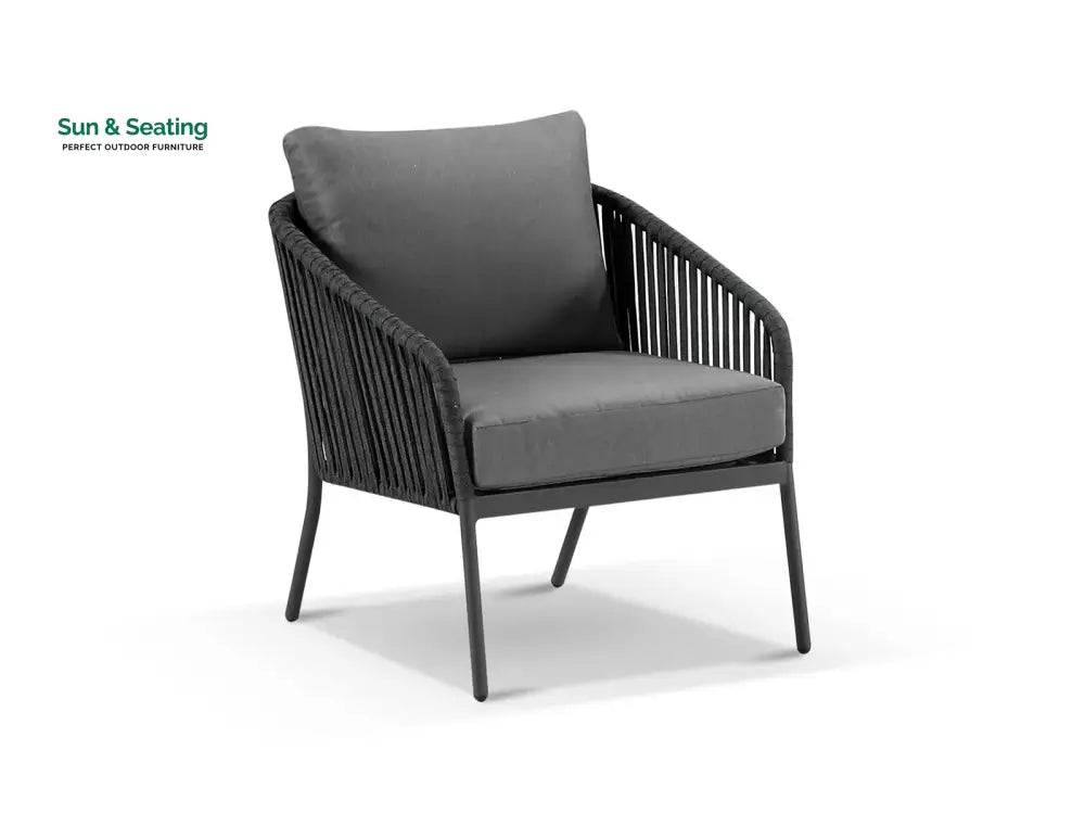 Restiva Outdoor Garden Balcony Sofa Set 2 Seater 2 Single Seater 1 Center Table Set Braid &amp; Rope (Dark Grey) Sofa Sets