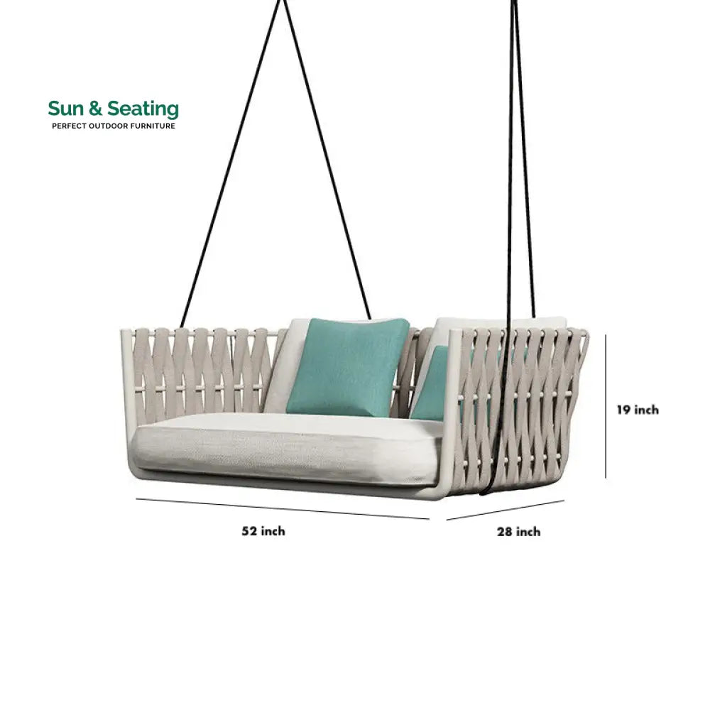 Reto Double Seater Hanging Swing Without Stand For Balcony Garden Swing (Grey) Braided &amp; Rope Swings