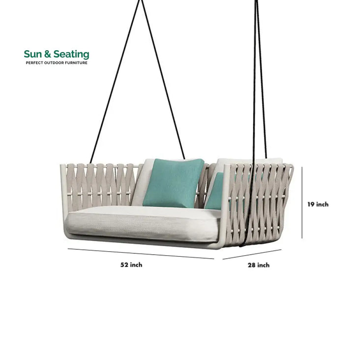 Reto Double Seater Hanging Swing Without Stand For Balcony Garden Swing (Grey) Braided &amp; Rope Swings