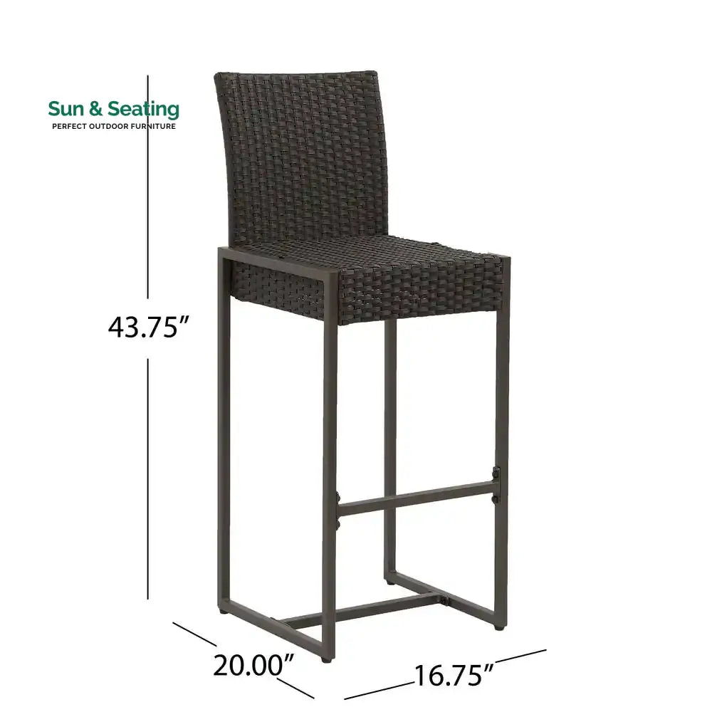 Retti Outdoor Patio Bar Chair 2 Chairs For Balcony (Brown) Bar Sets