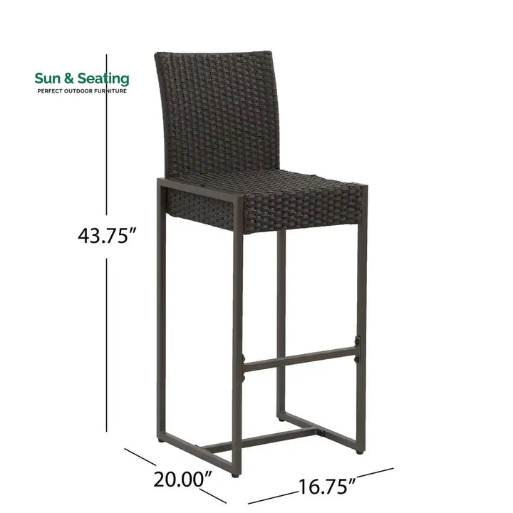 Retti Outdoor Patio Bar Chair 2 Chairs For Balcony (Brown) Bar Sets